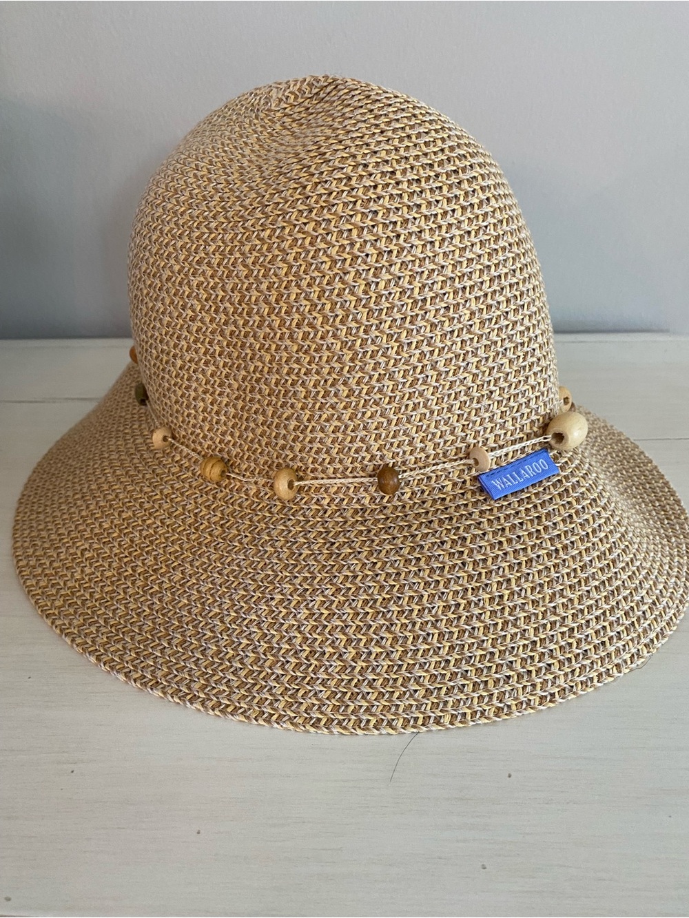 Wallaroo Naomi women’s beaded bucket hat made from natural woven fibers.  UPF 50 - Picture 2 of 6